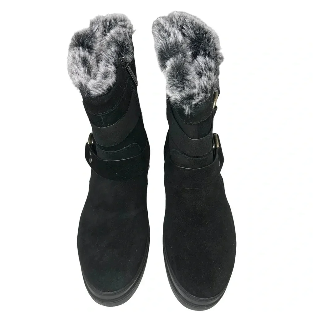 J/Slides Women's NELLY Black Waterproof Suede. Sz: 7.5